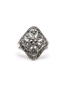 Bague contemporaine en argent 925 sertie de marcassites - - 1