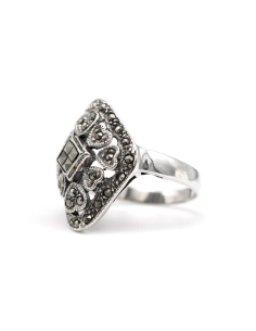 Bague contemporaine en argent 925 sertie de marcassites - - 2