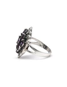 Bague contemporaine en argent 925 sertie de zirconiums et de marcassites
