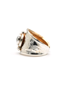 Bague Années 70 en argent sertie d'une perle