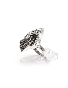 Bague Années 50 en argent sertie de marcassites - - 2