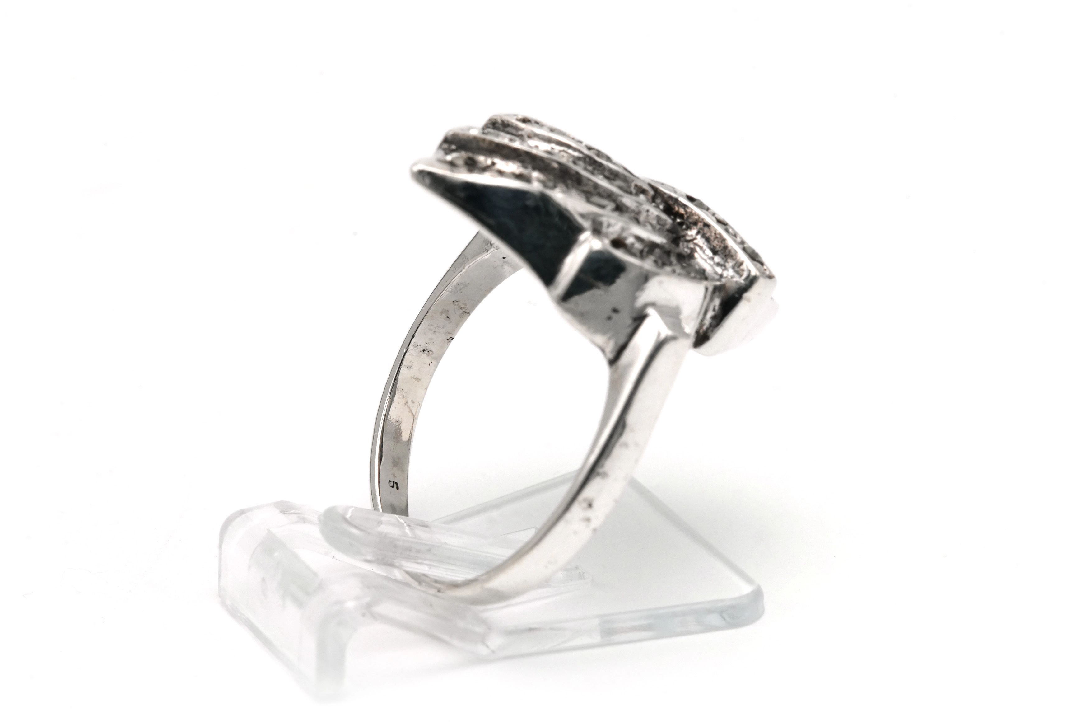Bague Années 50 en argent sertie de marcassites - - 5