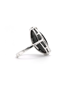 Bague contemporaine en argent 925 sertie d'onyx et de marcassites - 5