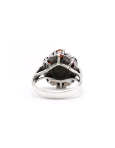Bague contemporaine en argent 925 sertie de grenats et de marcassites - 4