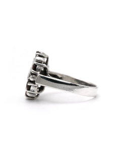 Bague contemporaine en argent 925 sertie de grenats et de marcassites - 3