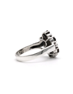 Bague contemporaine en argent 925 sertie de grenats et de marcassites - 5