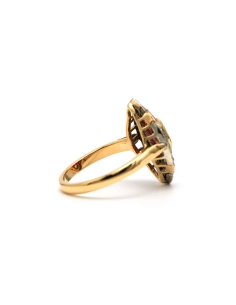 Bague Art Déco en or jaune 18 carats sertie de rubis et diamants taille "8/8" - - 5