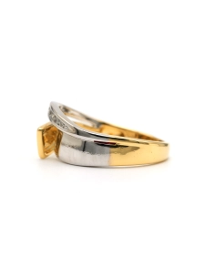 Bague contemporaine en or jaune et or blanc 18 carats sertie de diamants taille "brillant" (+-0.10ct) - 3