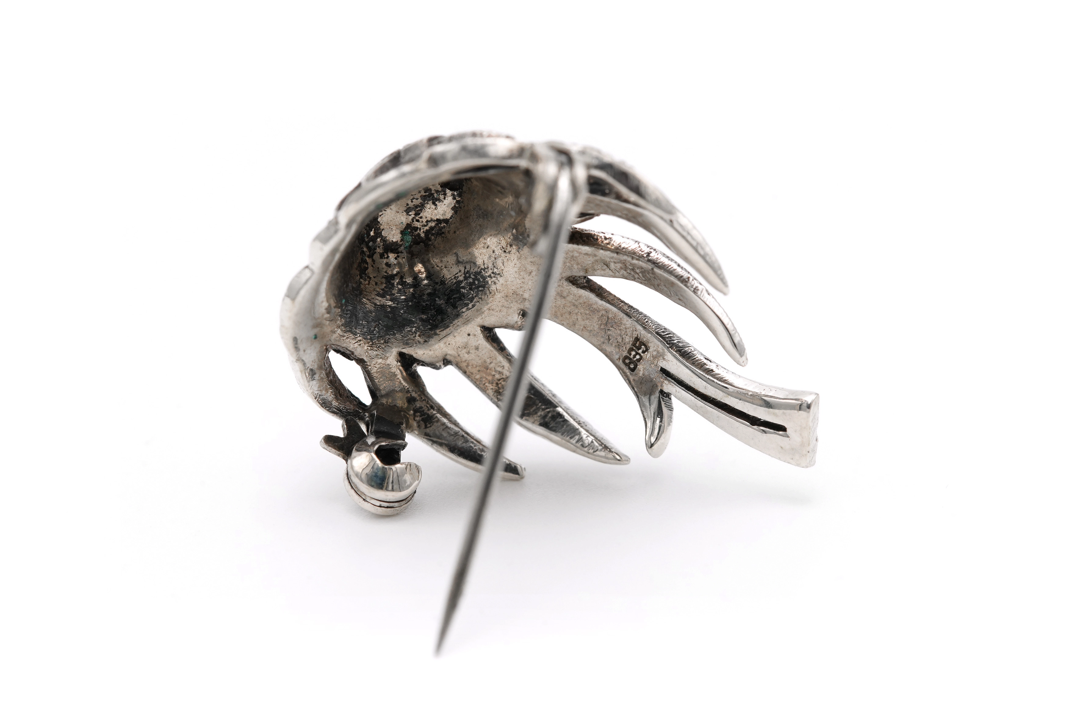 Broche Années 50 en argent sertie de marcassites - 3