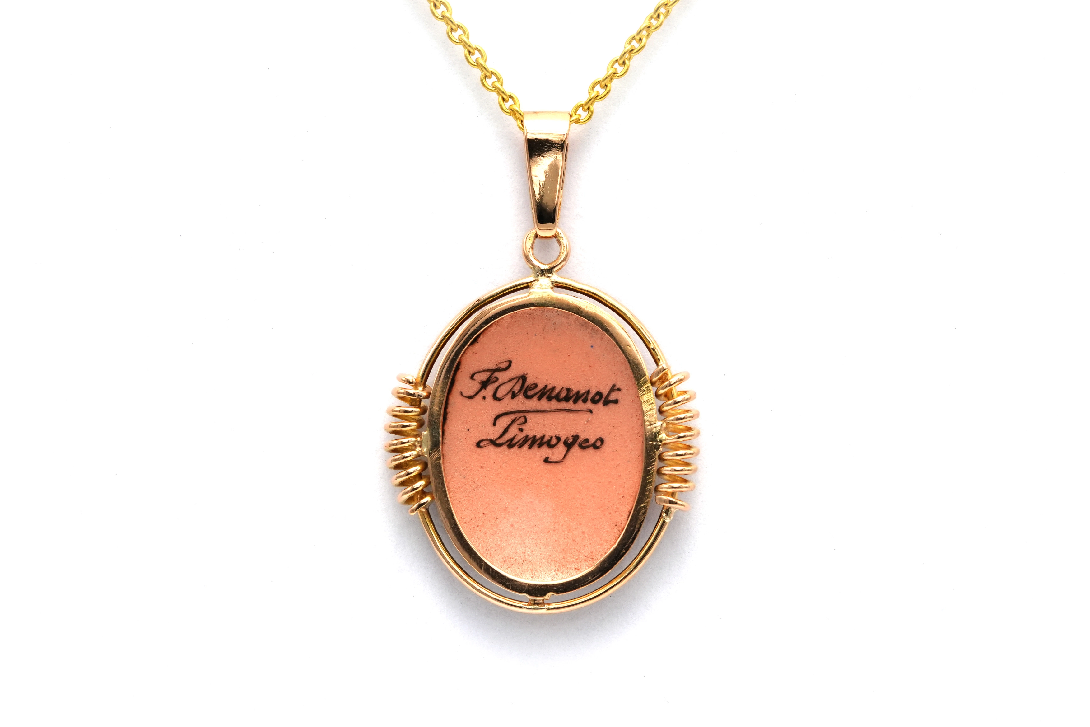 Pendentif Art Déco en or jaune 9 carats émail de Limoges - - 4