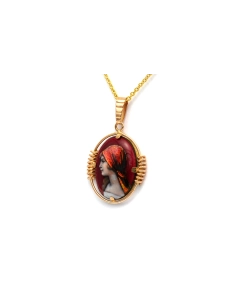 Pendentif Art Déco en or jaune 9 carats émail de Limoges - - 2