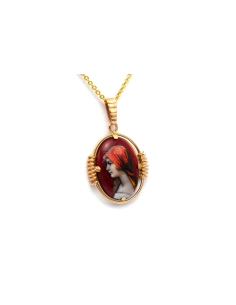 Pendentif Art Déco en or jaune 9 carats émail de Limoges - - 3