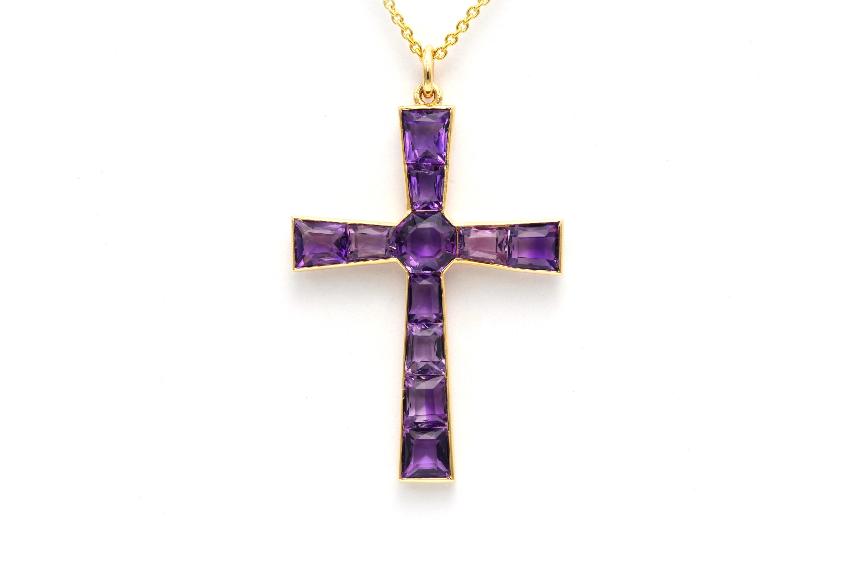 Pendentif Art Déco en or jaune 18 carats serti d'améthystes - 2