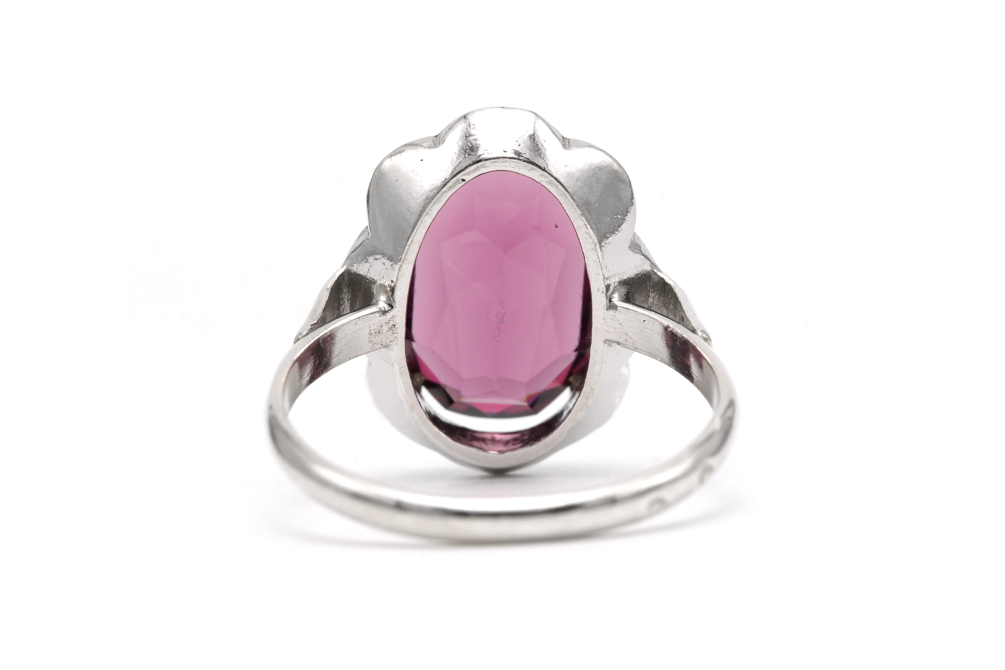 Bague Art Déco en argent sertie d'un saphir synthétique et de marcassites - 3