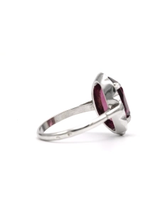 Bague Art Déco en argent sertie d'un saphir synthétique et de marcassites - 4