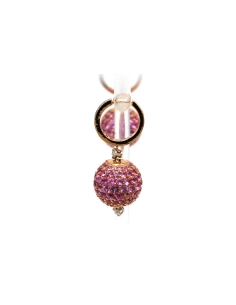 Boucles d'oreilles contemporaines en or rose 18 carats serties de saphirs roses et de diamants "taille" brillant (+-0.34ct) - 4