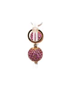 Boucles d'oreilles contemporaines en or rose 18 carats serties de saphirs roses et de diamants "taille" brillant (+-0.34ct) - 6
