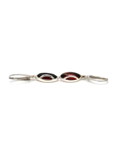 Boucles d'oreilles contemporaines en argent 925 serties d'ambre