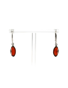 Boucles d'oreilles contemporaines en argent 925 serties d'ambre