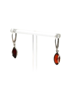 Boucles d'oreilles contemporaines en argent 925 serties d'ambre