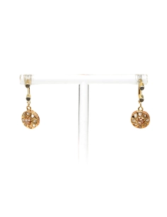 Boucles d'oreilles Art Déco en or jaune 18 carats serties de diamants "taille" rose - - 2