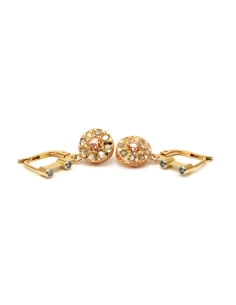 Boucles d'oreilles Art Déco en or jaune 18 carats serties de diamants "taille" rose - - 1