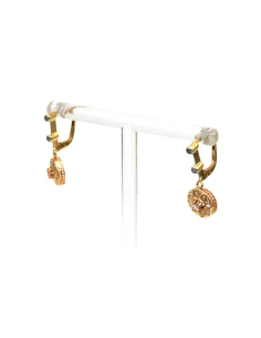 Boucles d'oreilles Art Déco en or jaune 18 carats serties de diamants "taille" rose - - 3