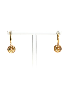 Boucles d'oreilles Art Déco en or jaune 18 carats serties de diamants "taille" rose - - 5