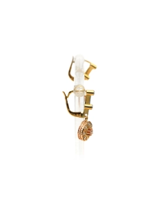 Boucles d'oreilles Art Déco en or jaune 18 carats serties de diamants "taille" rose - - 6