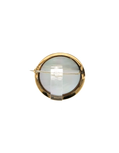 Broche Napoléon III en or jaune 18 carats sertie de porcelaine - 2