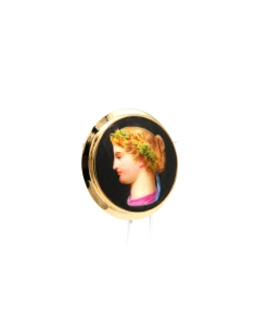 Broche Napoléon III en or jaune 18 carats sertie de porcelaine - 3