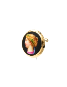 Broche Napoléon III en or jaune 18 carats sertie de porcelaine - 6