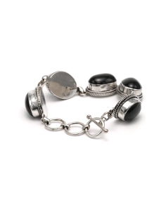 Bracelet contemporain en argent 925 serti d'hyperstènes - 1