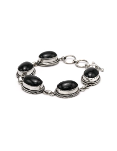 Bracelet contemporain en argent 925 serti d'hyperstènes - 3