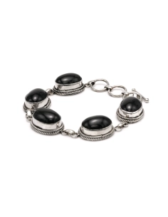 Bracelet contemporain en argent 925 serti d'hyperstènes - 4