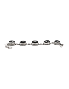 Bracelet contemporain en argent 925 serti d'hyperstènes - 5