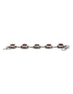 Bracelet contemporain en argent 925 serti de cornalines - 1