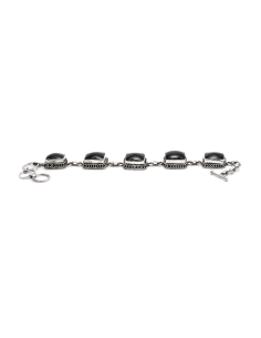 Bracelet contemporain en argent 925 serti d'onyx - 1