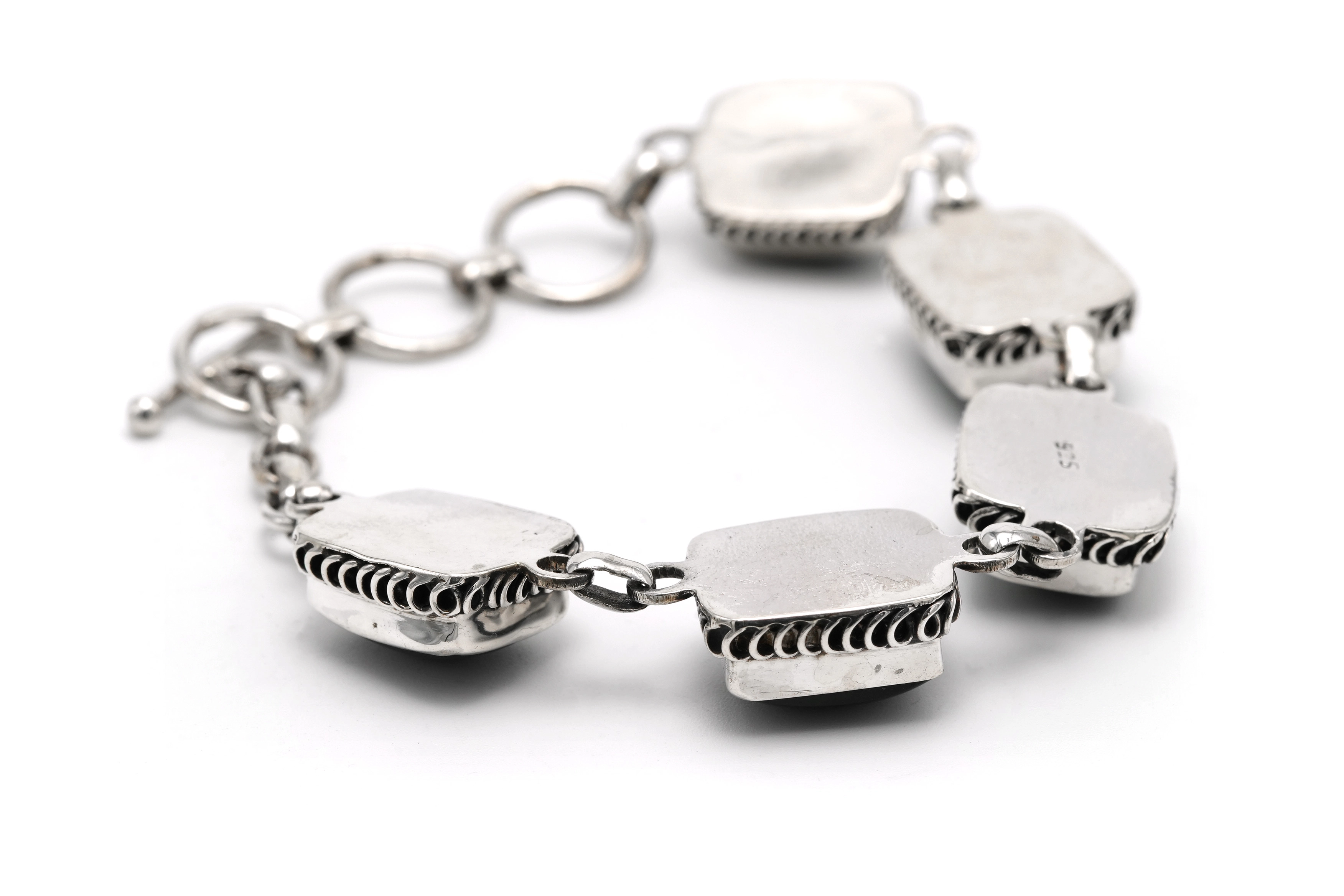 Bracelet contemporain en argent 925 serti d'onyx - 2