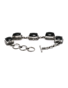 Bracelet contemporain en argent 925 serti d'onyx - 3