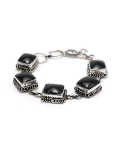 Bracelet contemporain en argent 925 serti d'onyx - 4