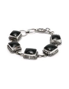Bracelet contemporain en argent 925 serti d'onyx - 5