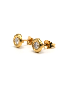 Boucles d'oreilles contemporaines en or jaune 18 carats serties de diamants - 6