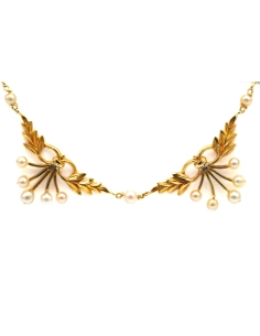 Collier Art Déco en or jaune 18 carats serti de perles - 4