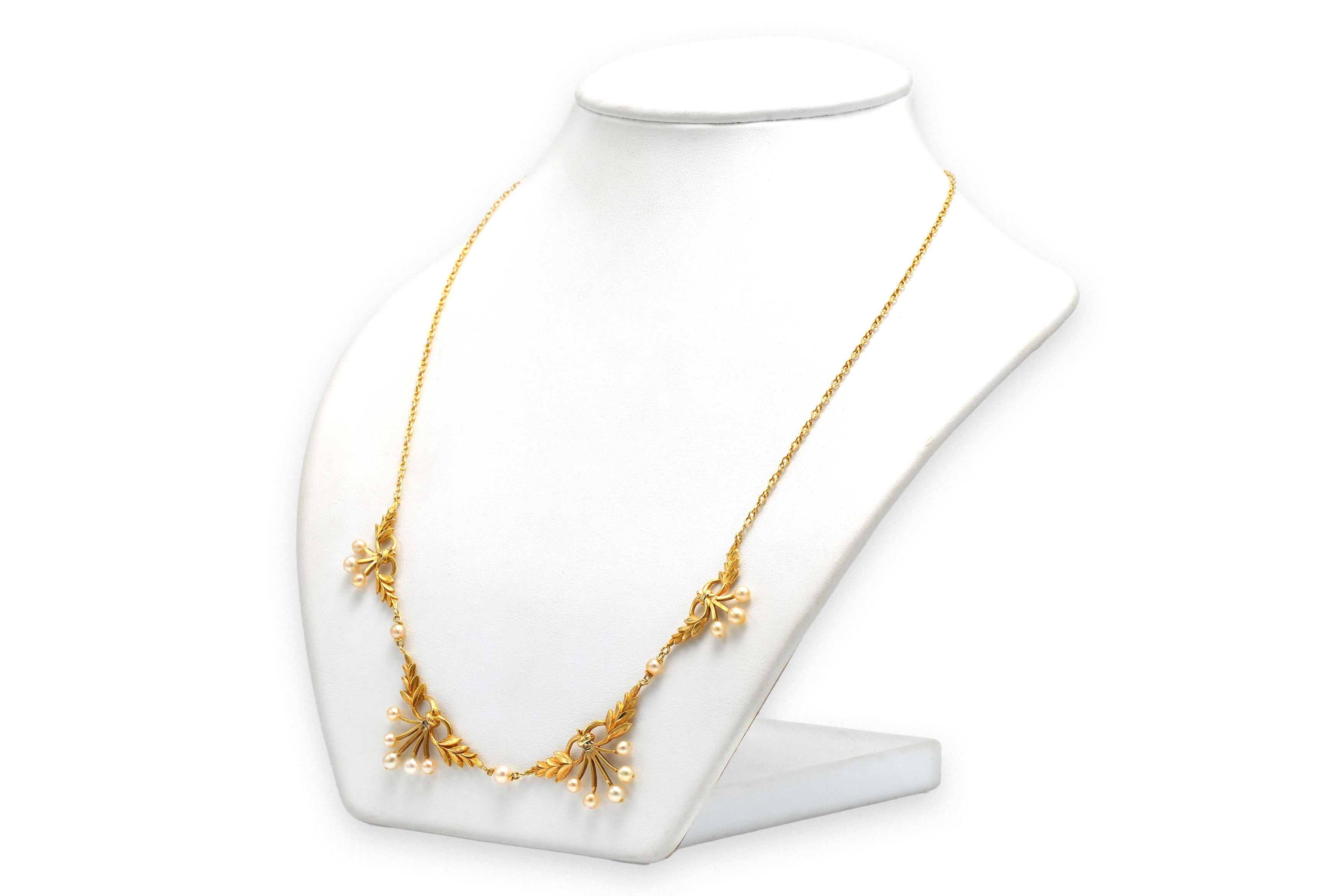 Collier Art Déco en or jaune 18 carats serti de perles - 2