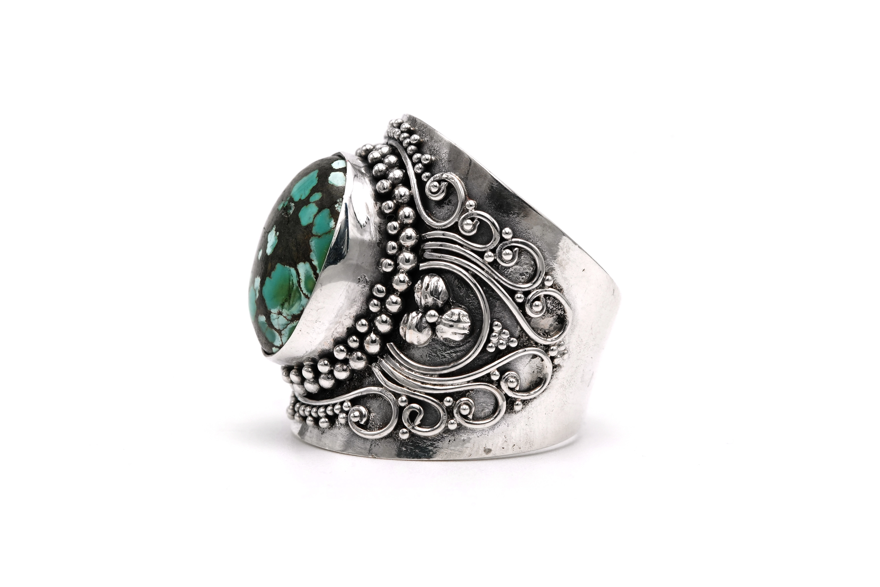 Bague contemporaine en argent 925 sertie d'une turquoise - 2