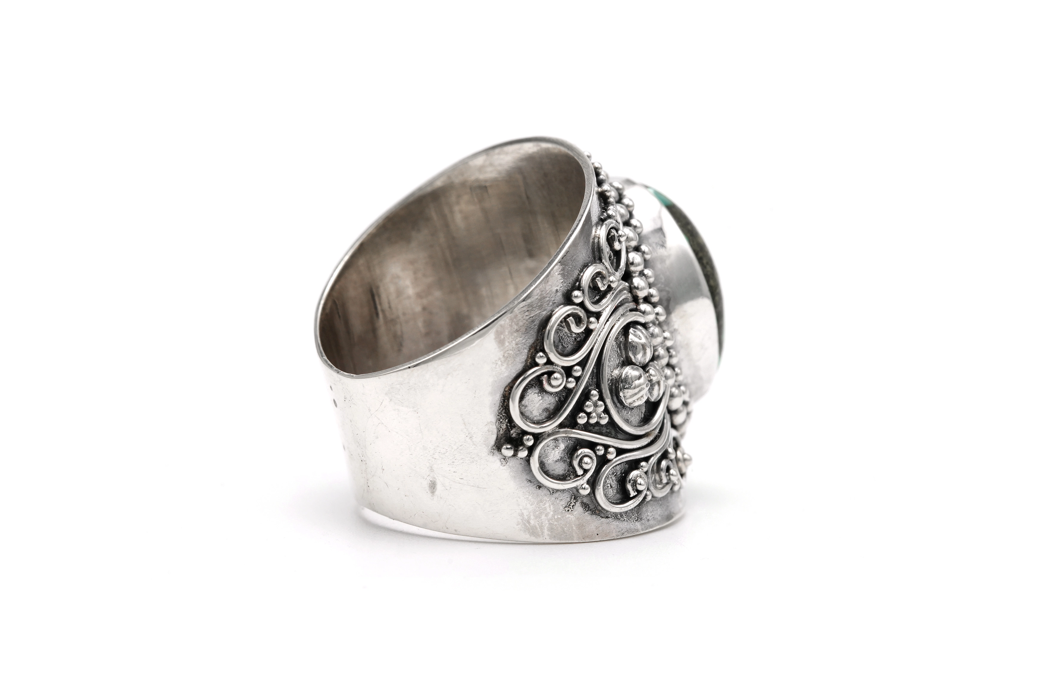 Bague contemporaine en argent 925 sertie d'une turquoise - 5