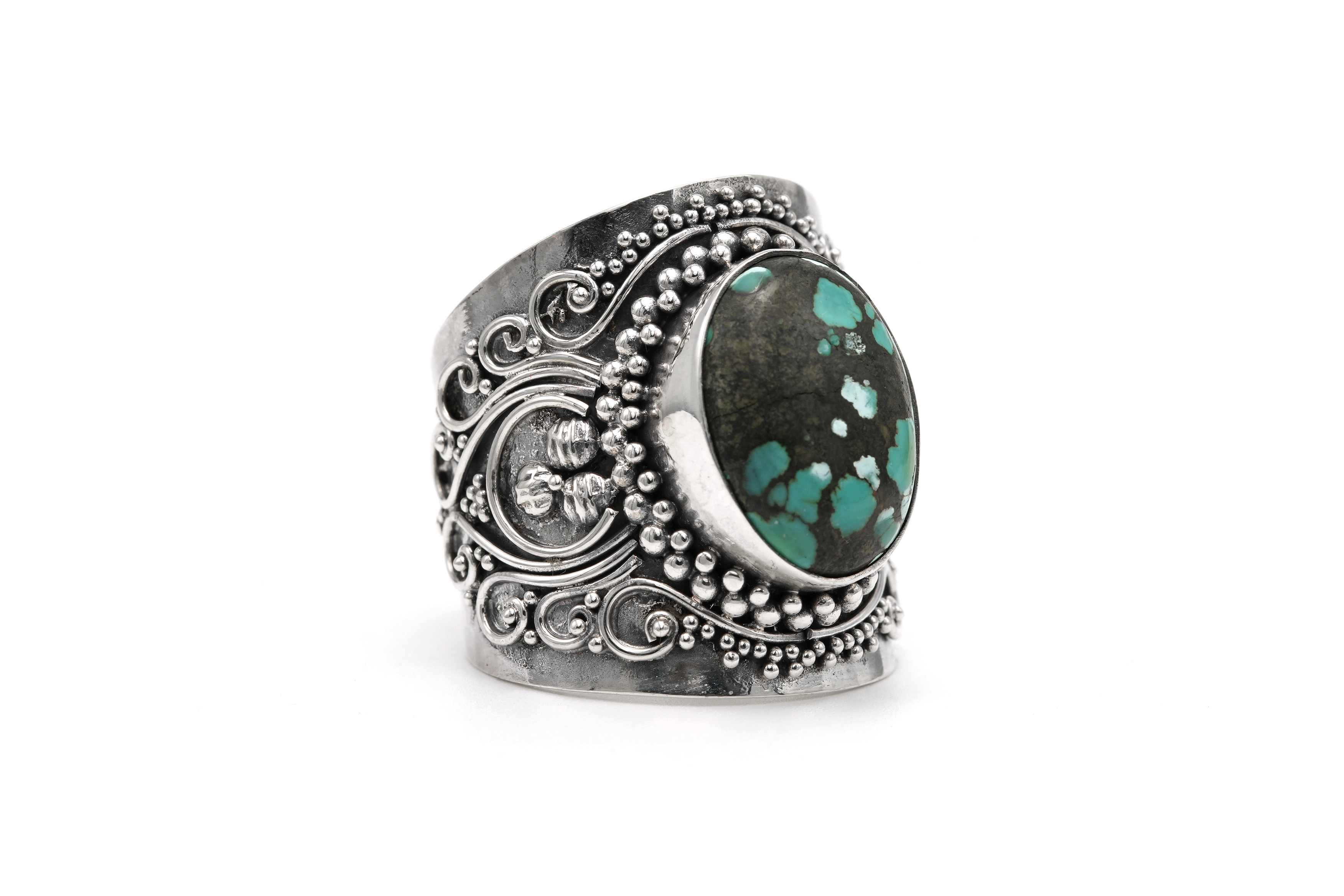 Bague contemporaine en argent 925 sertie d'une turquoise - 6