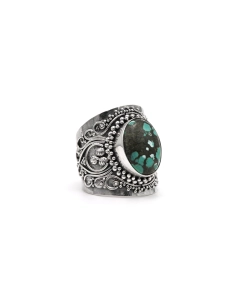 Bague contemporaine en argent 925 sertie d'une turquoise - 6