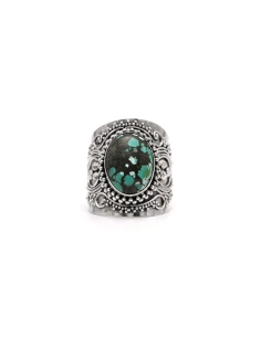 Bague contemporaine en argent 925 sertie d'une turquoise - 1